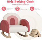 Costzon Kids Sofa, Toddler Rocking Chair w/Solid Wood Frames, Plush Fabric, Anti-Tip Design for Kids Room, Nursery, Playroom, Preschool, Birthday Gift for Boys Girls, Toddler Furniture Armchair, Red