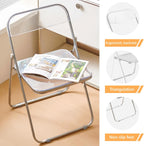 JPBSTO 2 Pack Clear Plastic Folding Chairs - Modern Duo Stackable for Studio Apartment, Display Corner, Minimalist Space (300lb Capacity)
