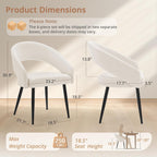 LUE BONA Modern Dining Chairs Set of 4, Upholstered Armrest Side Chairs for Kitchen & Dining Room, 18.5" Seat Height, Comfortable Curved Hollow Backrest, Black Metal Legs, Easy Assembly, Beige