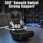 GTPLAYER Floor Gaming Chair Foldable Swivel Floor Chairs for Kids Boys Comfy Video Game Seat with 360° Multipurpose for Gamers, Bedroom or Game Room (Gold Stripes)