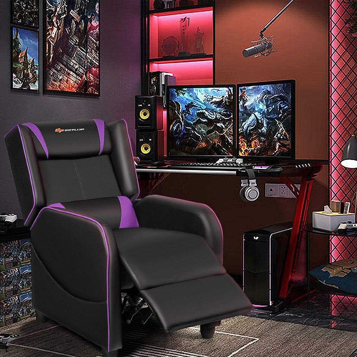 Massage Gaming Recliner Chair, Purple