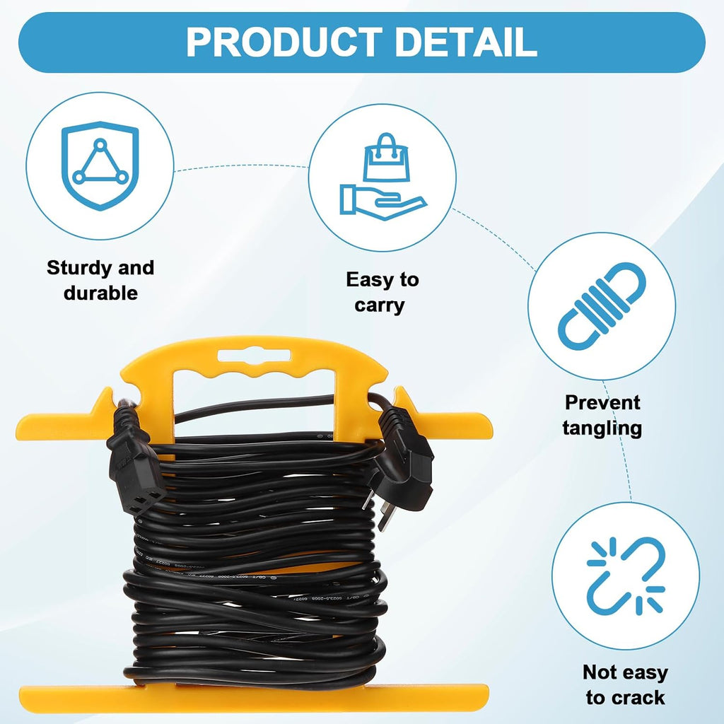 4Pcs ABS Heavy Duty Extension Cord Storage Reel Christmas Light Storage Holder Portable 100ft Cord Organizer Yellow H-shape Wrap-Holds Extension Spools Cord Winder for Indoor & Outdoor