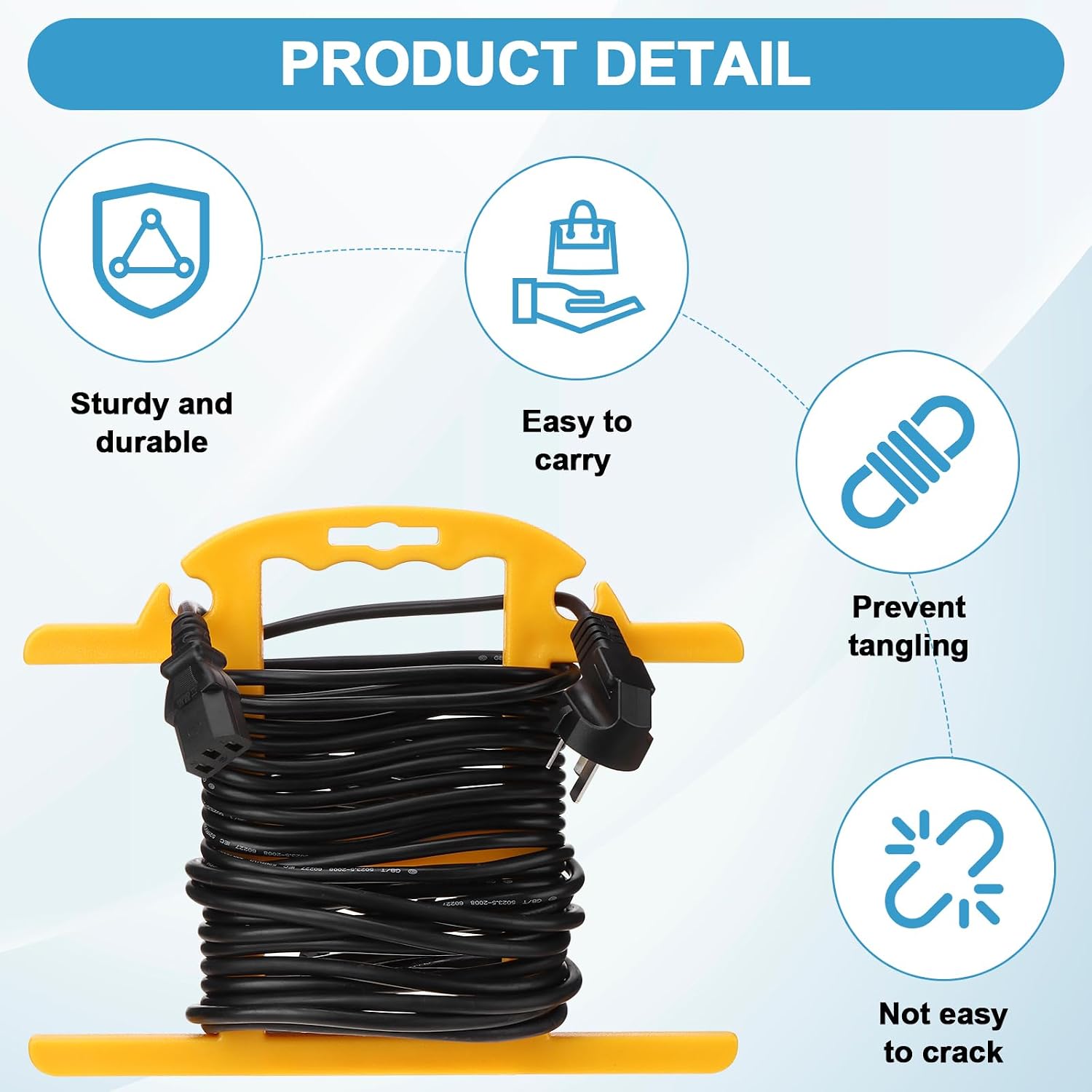 4Pcs ABS Heavy Duty Extension Cord Storage Reel Christmas Light Storage Holder Portable 100ft Cord Organizer Yellow H-shape Wrap-Holds Extension Spools Cord Winder for Indoor & Outdoor