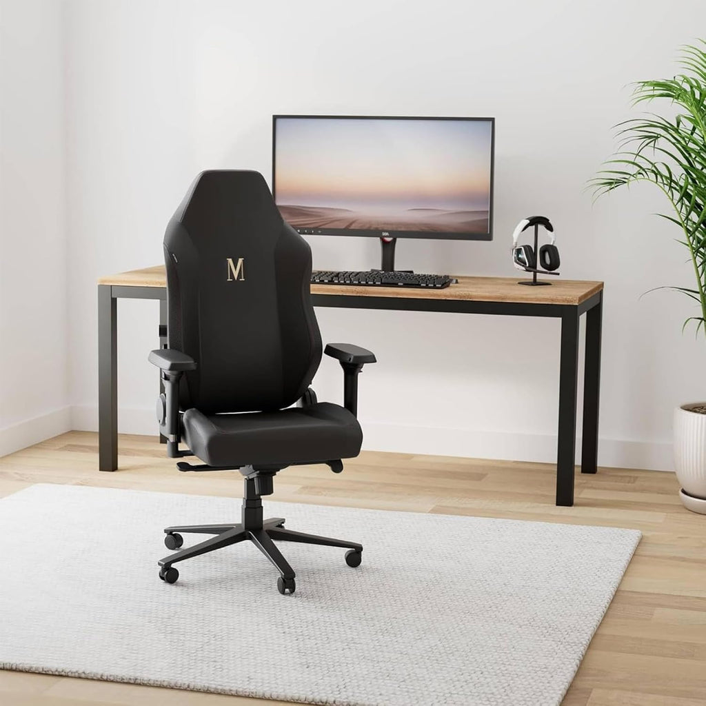 Large Ergonomic Gaming Chair, Big & Tall Computer Chair with 4D Armrests, Magnetic Headrest, Adjustable Lumbar Support, Reclining Office Chair for Home & Gaming Room, Black PU Leather, X-Large
