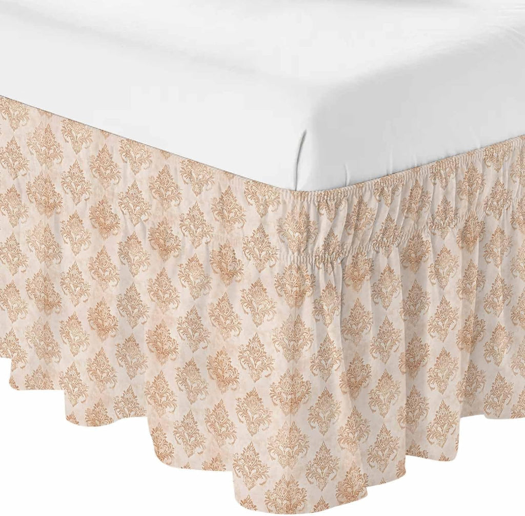 Vintage Boho Bed Skirt Cal King Size Bed Skirting 18 Inch Drop Adjustable Elastic Dust Ruffles Wrap Around Bedskirt Farmhouse Chic Traditional Floral Pattern Bedding Frame Cover for Cal King Size