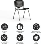 EMMA + OLIVER Home and Office Black Plastic Stack Chair with Perforated Back - Guest Chair