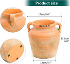 Sungmor Rustic Ceramic Flower Vase with Handles, Decorative Pottery Vase 7 Inch Terracotta Plant Pots, Cement Textured Vases Home Decor, Indoor Fresh Flowers Planter, Dried Flower Arrangements