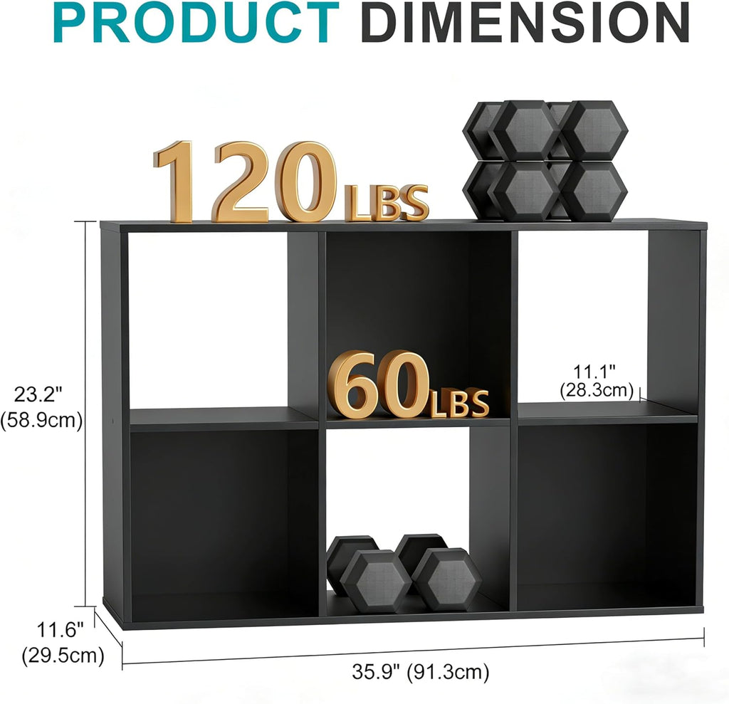 HealSmart 8 Cube Storage Organizer, 4 Tier Stackable Bookshelf, Open Cube Bookshelf with 4 Removable Back Panels, Suitable for Living Room, Bedroom, Home Office, 47.7" L X 11.6" W X 24" H, Black