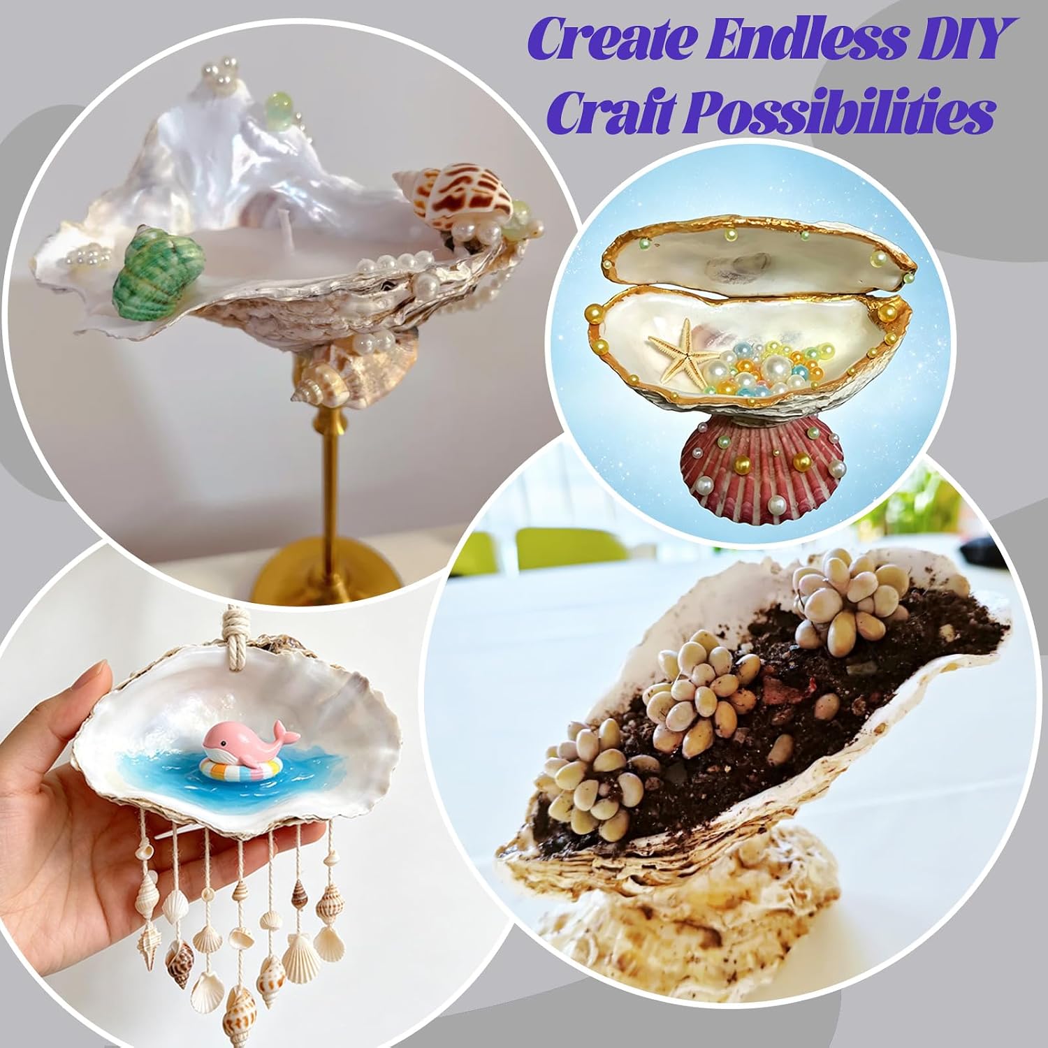 SINKOO 20PCS Concave Oyster Shells 4"-6", Large Oyster Shells for Crafts, Cleaned Natural Oyster Shells Bulk for Christmas, Painting DIY Crafts, Vase Filler, Beach Themes and Sea Shells for Crafts