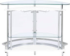 Coaster Home Furnishings Amarillo Glass Top Freestanding Home Bar Cabinet, Modern Liquor Cabinet with 2 Shelves and Wine Glass Rack, White
