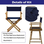 STAY GENT Director's Chair Canvas Replacement Kit 21"L x 8"W - 21"L x 16.5"W Replacement Canvas Durable Cotton Canvas Seat & Back Covers for Home,Model Artist,Makeup,Show Dressing Room 1 Set Navy Blue