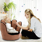 Costzon Kids Couch with Solid Wood Frame & Baseball Glove Design, Children Armchair for Play Room, Nursery, Kindergarten, Kids Room, Gift for Boys & Girls (Brown)