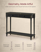 VASAGLE Mariel Collection - Console Table, Narrow Entryway Sofa Table with Drawers and Shelf, Solid Wood Legs, Mid-Century Modern, for Hallway Doorway Living Room, Ink Black ULNT139B101S