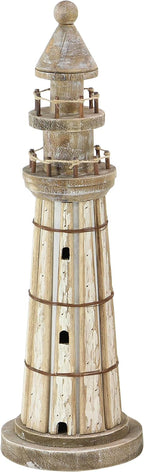 Deco 79 Wood Light House Decorative Sculpture Home Decor Statues, Set of 2 Accent Figurines 20", 14"H, Brown