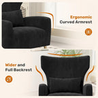Luxanimarion Black Velvet Accent Chair Set of 2, Wingback Chair for Living Room, High Back Arm Chair with Golden Legs Lumbar Pillow, Upholstered Single Sofa Bedroom