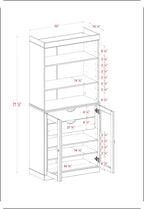 Palace Imports 100% Solid Wood 32"" Pantry Cabinet with Clear Glass Doors, 2-Drawers and Adjustable Shelves