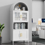 VEXPOR 73" Tall Arched Kitchen Pantry Cabinet with Doors, Metal Hutch Cabinet for Kitchen, Dining Room, Living Room, Assembly Required, White