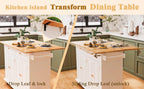 JassmiPkwy 51.2'' Rolling Kitchen Island with Drop Leaf - Kitchen Carts on Wheels with Storage, Towel Rack, Drawers Island Table for Kitchen, Dining Room, White