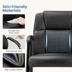 DUMOS PU Leather Office Guest Chair, Waiting Room Chairs with Sled Base and Padded Arm Rest, Reception Chair Without Wheels for Elderly Meeting Conference Office Home, 1 Pack