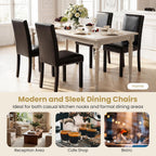 Giantex Black Dining Chairs Set of 4, Faux Leather Upholstered Parsons Kitchen Chairs with Solid Rubber & Bent Wood Legs, Thick Padded Seat, Armless Side Chairs for Living Dining Room Restaurant