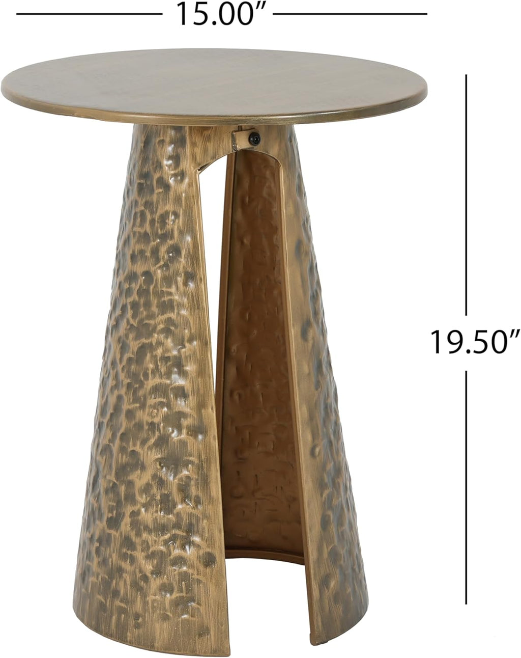GDFStudio 19.5" Vintage End Table Metal Retro Side Table Small Sofa Coffee Hand-Hammered Texture Iron Rustic Lightweight Side Tables for Living Room Bedroom Home Office, Copper-Colored