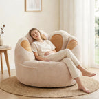 Achicsofar Bean Bag Chair for Adults Teens, Giant Faux Fur Beanbag Chairs | Cat's Paw Shape, Memory Foam Filled, Beige, Accent Floor Sofa, for Reading, Gaming, Relaxing, in Living Room, Bedroom, Dorm