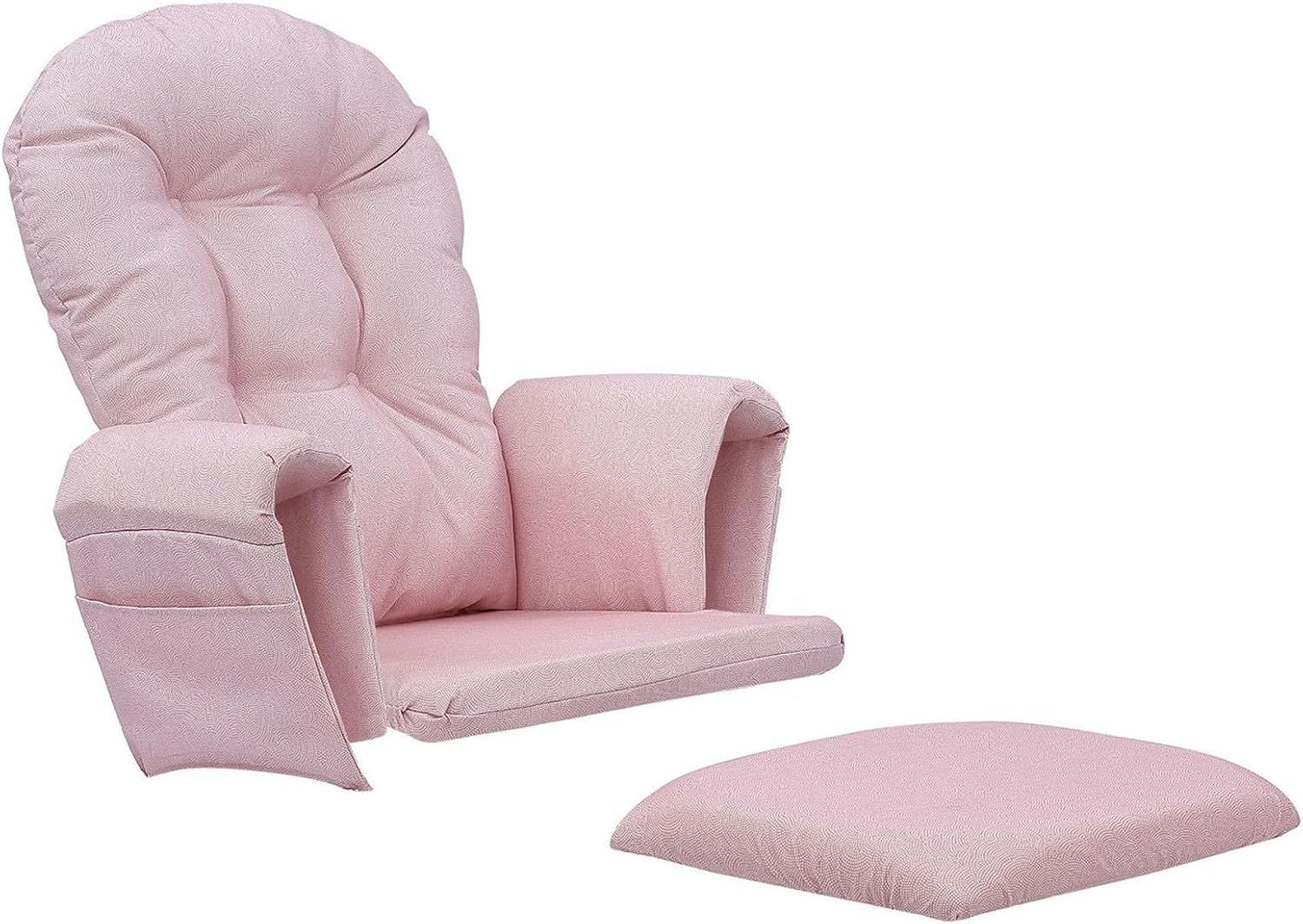 5Pcs Glider Rocker Replacement Cushions - Extra Thick Glider Cushions Replacement Set with, Ottoman Cushion Storage Pockets, Velvet Fabric, Soft for Indoor Nursery Glider Rocking Chair