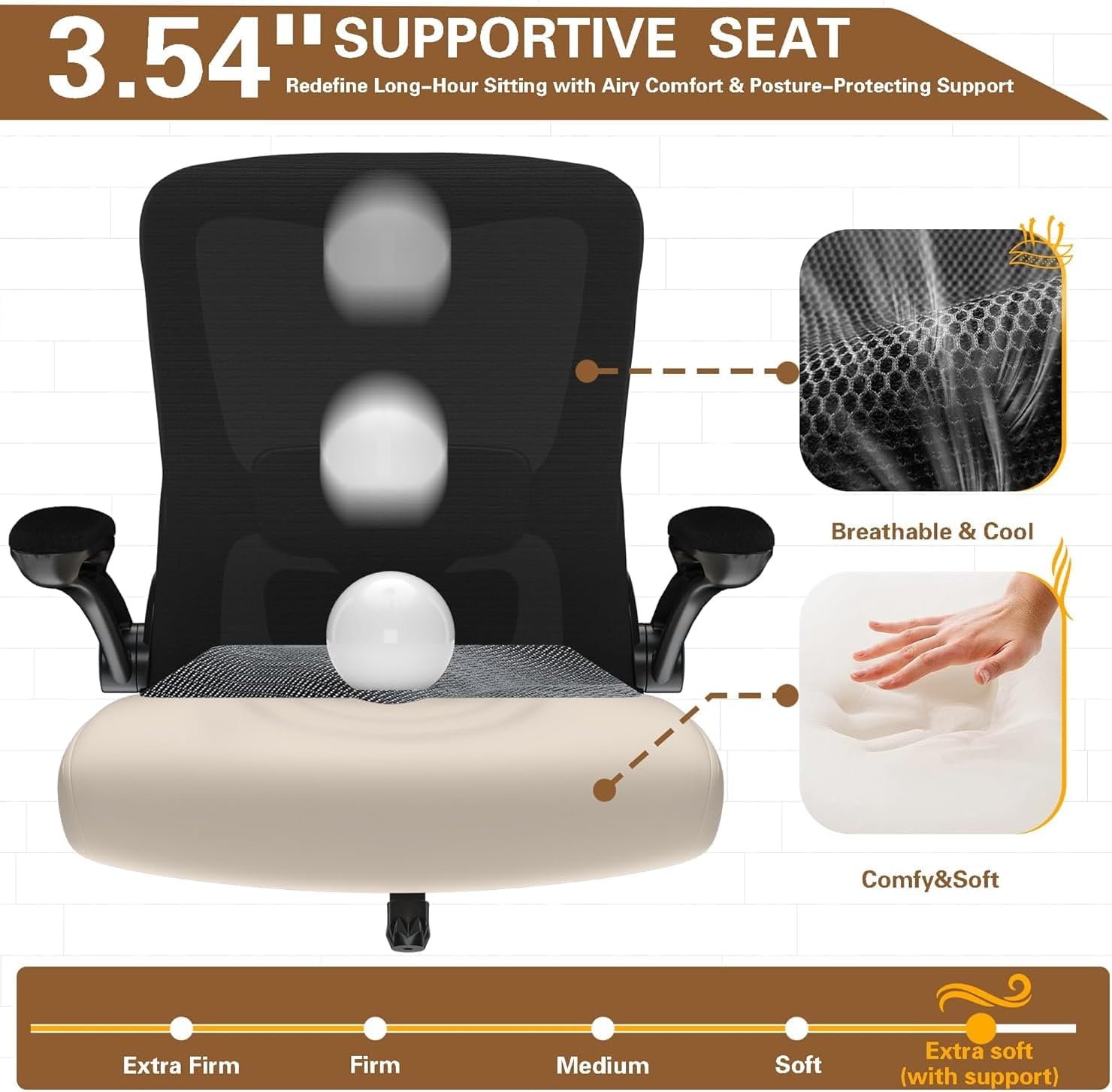 Ergonomic Office Chair - High Back Desk Chair with Adjustable Lumbar Support, Breathable Mesh Back, 330LBS Capacity, Easy Assembly, for Home Office Executive Computer Task