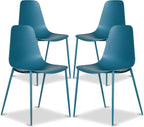 Poly & BARK Isla Modern Kitchen Chairs Set of 4 - Plastic Dining Chair with Metal Legs - Quick Assembly Simple Cafe Chairs Plastic for Indoor or Outdoor - Ocean Teal