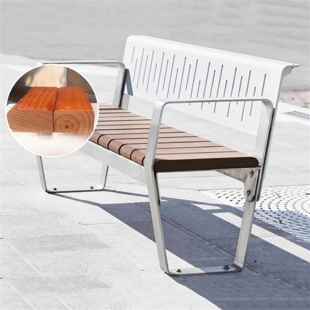 Garden Modern Outdoor Bench with Backrest and Armrests, Suitable for 2-4 People Seat(Large)