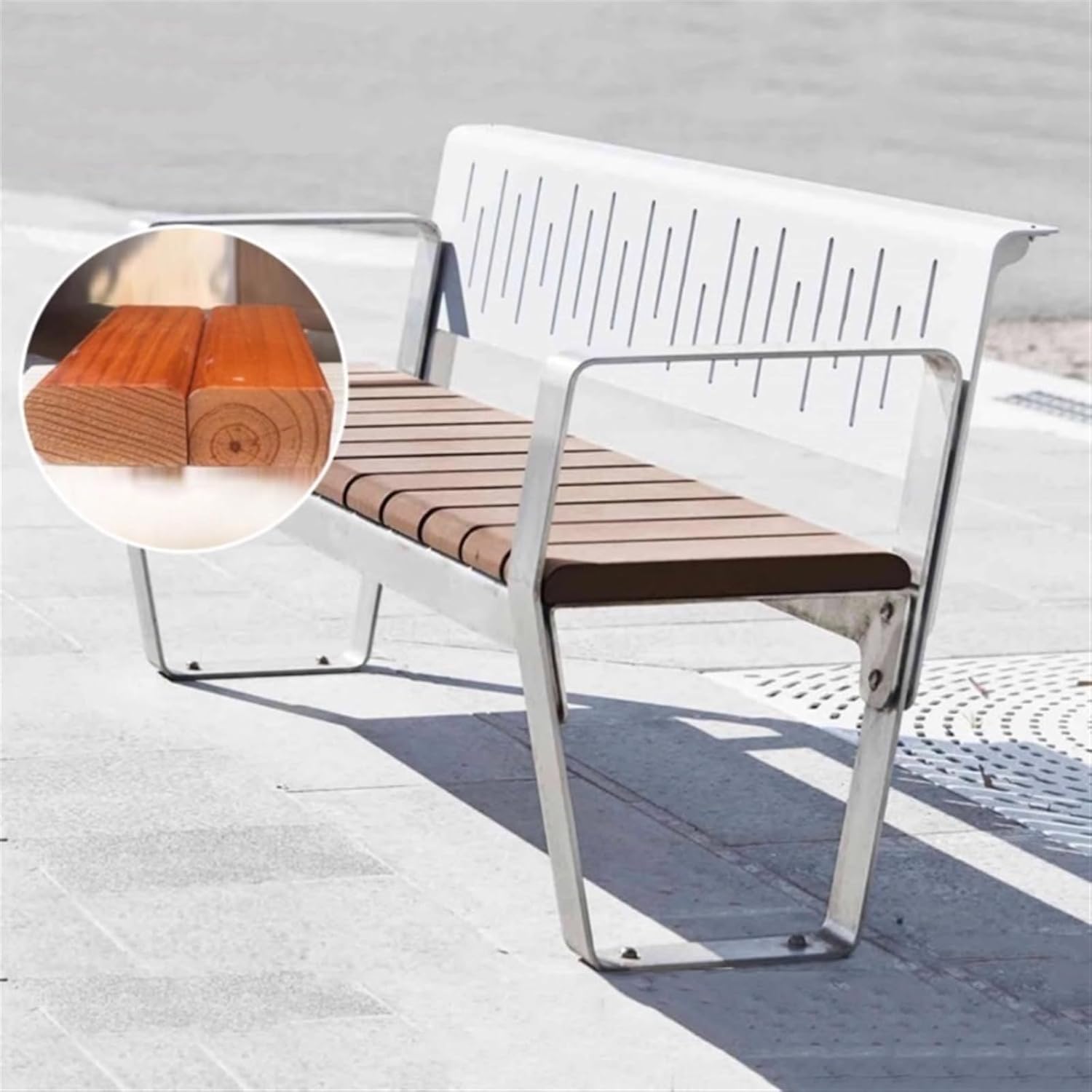 Garden Modern Outdoor Bench with Backrest and Armrests, Suitable for 2-4 People Seat(Large)