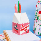 ban.do Ceramic Petite Carton Shape Vase, Strawberry Milk | Retro Inspired Decorative Mini Vase, Unique Food Theme Pink Home, Kitchen, and Bookshelf Decor