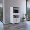 Modern Kitchen Pantry, White Storage Cabinet with Microwave Stand, Drawer & 2 Doors, Engineered Wood, for Dining Room, Easy to Clean
