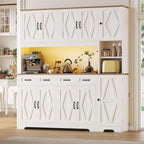 Kitchen Pantry Cabinet, 71" Farmhouse Coffee Bar Storage Cabinet with 6 Doors & 4 Drawers, Kitchen Storage Cabinet with Adjustable Shelves, Waterproof Pantry Cabinet for Dining Room, White