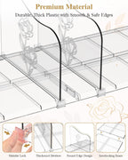 SURETIVIAN Rose Purse Dividers for Closet, 2 Pack Clear Clutch Purse Closet Organizers, Adjustable Handbag Storage Organizers, Plastic Bookshelf Separator Dividers for Bedroom Office