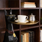 29in Geometric Dog Accent Table with Tray Butler Statue Animal Side Table for Modern Home Decor Dog Butler Statue with Tray Animal Accent Table for Living Room, Bedroom, Study, Patio (Black)
