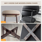 Modern Wooden Dining Chairs Set of 1, Fabric Upholstery Kitchen Chairs Farmhouse Dining Room Side Chairs for Restaurants, Cafes, Patio, Easy Assembly, Beige