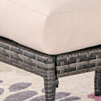 Outdoor Cushioned Ottoman Metal Patio Furniture Ottoman with Beige Cushion Steel Frame