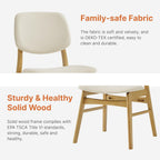 KISLOT Wooden Dining Chairs Set of 4, Upholstered Modern Dining Room Chairs, Mid Century Solid Oak Wood Kitchen Chairs for Farmhouse, Restaurant, Café (Cream Fabric & Original Color)