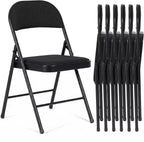 6 Pack Folding Chairs, Fabric Folding Dining Chair Set with Padded Cushion and Back, Indoor Outdoor Folding Chair Set for Home Office Parties Events Wedding