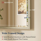 Keonjinn 20" x 30" Brushed Nickel Bathroom Mirrors for Over Sink, Silver Vanity Mirror for Wall, Thick Metal Framed, Beveled Edge Tempered Glass, Modern Farmhouse Rectangle Mirror for Bathroom Decor