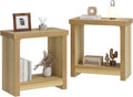 End Tables Set of 2 for Living Room, Narrow Side Tables with Storage Shelves, Square End Table for Bedroom, Slim Nightstand, Skinny Rectangle Accent Table, Farmhouse Bedside Table, Natural (2 Pieces)