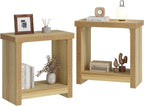 knoworld Nightstands Set of 2, End Tables Set for Bedroom, Narrow Side Tables with Shelves, Square End Table for Living Room, Slim Rectangle Accent Table, Farmhouse Bedside Table, Natural