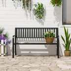 Hassyee Outdoor Metal Garden Bench with Slatted Seats and Backrests for Poolside, Garden, Lawn, Patio Porch Bench with Sturdy Frame for Balcony, Beach, Backyard
