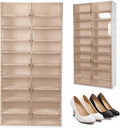 10 Tiers 40 Pairs Large Plastic Folding Shoe Cabinet with Doors Foldable Shoe Rack Organizer Cabinet for Closet Entryway Living Room