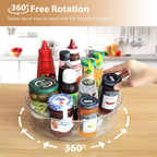 GUZON 3 Pack Lazy Susan Organizer for Cabinet, Upgraded 11.5" Clear Lazy Susan Turntable with Handles and Raised Edge, Rotating Spice Storage for Kitchen, Pantry, Refrigerator, Bathroom, Table