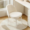 JPBSTO Swivel Vanity Chair No Wheels, Armless Desk Chair with Metal Legs, Single Dining Chair with Ergonomic Back for Bedroom, Office, Dining Room, Beige