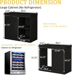 Coffee Bar Cabinet with Mini Fridge Space, 49.2'' Farmhouse Kitchen Buffet Hutch with Power Outlet, Fridge Cabinet with Sliding Barn Door, Wine Rack, Glass Holder for Kitchen Dining Room (Black)