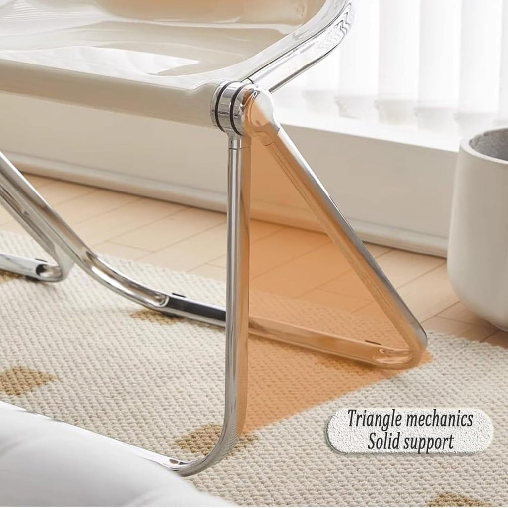 Acrylic Folding Chair Clear Dining Stool for Home Office and Outdoor Blue