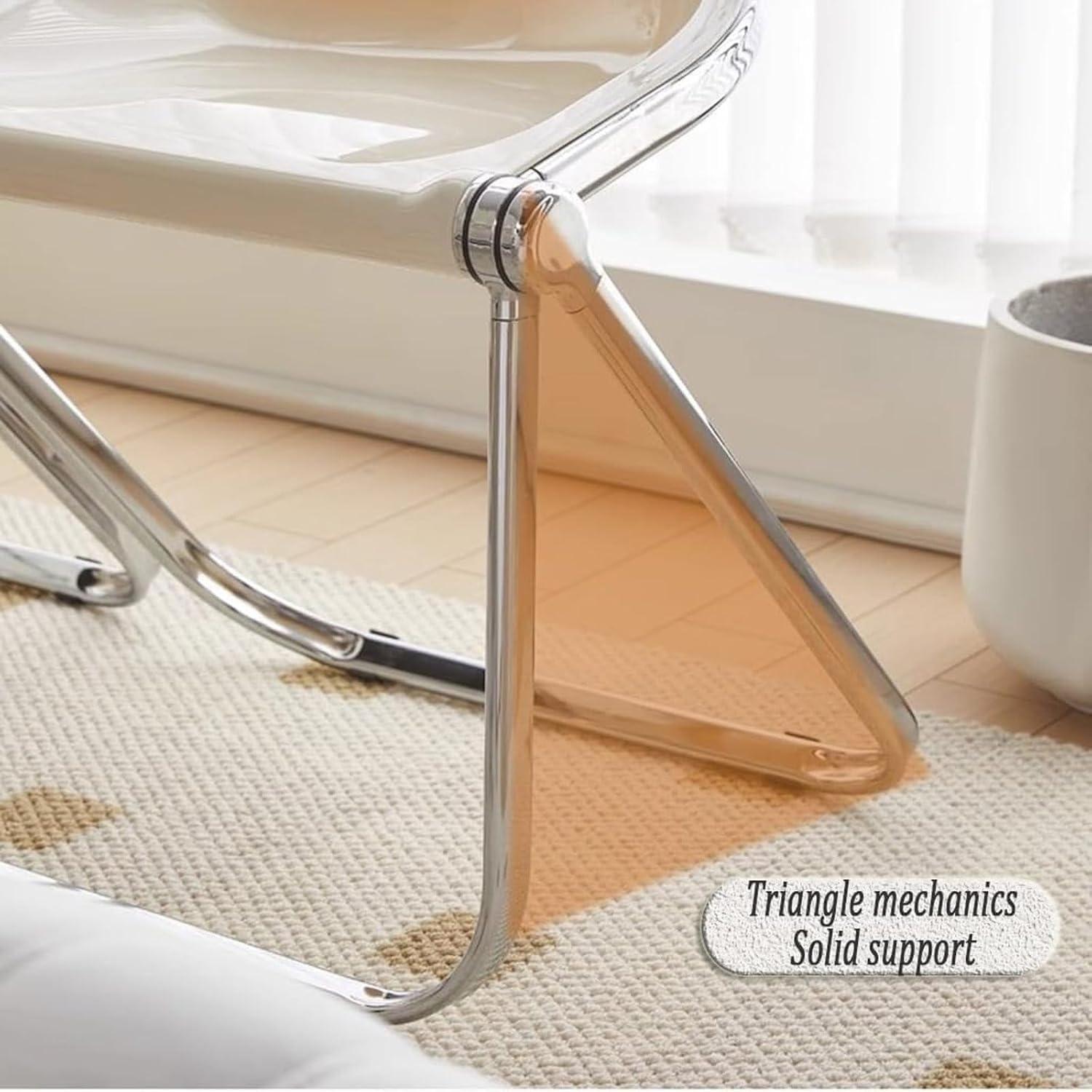 Acrylic Folding Chair Clear Dining Stool for Home Office and Outdoor Blue